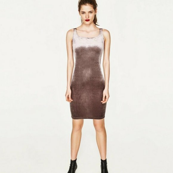 Zara Grey Velvet Dress - Picture 4 of 6